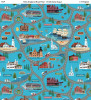 Preorder: 2025 All New England Shop Hop Fabric - New England Road Trip Deep Aqua 1512-684 | SOLD BY THE HALF-YARD