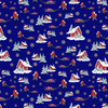 Lewis & Irene Norwegian Christmas AC10C Christmas Eve on Blue | SOLD BY THE HALF-YARD