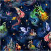 Windham Fabrics Dragon Kingdom 54806D-1 Midnight Mythical Adventure | SOLD BY THE HALF-YARD