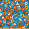 Hoffman Things That Go From A to Z X5745-7 Blue Road Work Signs Traffic Cones | SOLD BY THE HALF-YARD