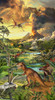 Windham Prehistoric Paradise 55155DP-1 FABRIC PANEL A Window Into The Past Lush Greens Dinosaur Panel 24"x42"