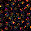 Timeless Treasures Day of The Dead - Tossed Multi Skulls Colorful FUN-CD4099-BLACK | SOLD BY THE HALF-YARD