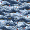 Hoffman Holiday Hideaway Y5766-19 Navy Snow Mountains Cabins Santas | SOLD BY THE HALF-YARD