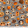 QT Fabrics A Haunting We Will Go 31947-K Skull and Pumpkin Toss Smoke | SOLD BY THE HALF-YARD