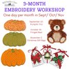Class: Embroidery Workshop 3 Days over 3 months | Starts Thursday Sept 10/ then Oct 15 and Nov 2 10:30am-3pm