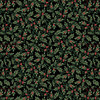 Sweet Christmas Memories Digital by Henry Glass 3620-99 Mini Holly Vines Black | SOLD BY THE HALF-YARD