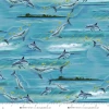 Window Paradise Digital by Henry Glass 2332-17 Dolphins Ocean Blue | SOLD BY THE HALF-YARD