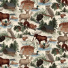 Riley Blake Whispering Pines C17950 Cabins Wildlife Cream | SOLD BY THE HALF-YARD