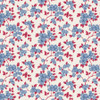 Tilda Village Life 100696 Ruth Blue Flowers Red Vines Leaves | SOLD BY THE HALF-YARD