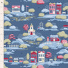 Tilda Village Life 110187 Village Blue Scenic Town | SOLD BY THE HALF-YARD