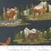 Northwoods Lodge by Deb Strain for Moda 59190 17 Allover Landscape Wildlife Bear Deer Midnight | SOLD BY THE HALF-YARD