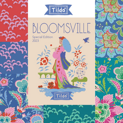 Tilda Fabric FLOWERTANGLE BLUE from Bloomsville Collection, TIL100509