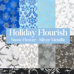 Holiday Flourish Snow Flower Quilt Fabric - Poinsettia and