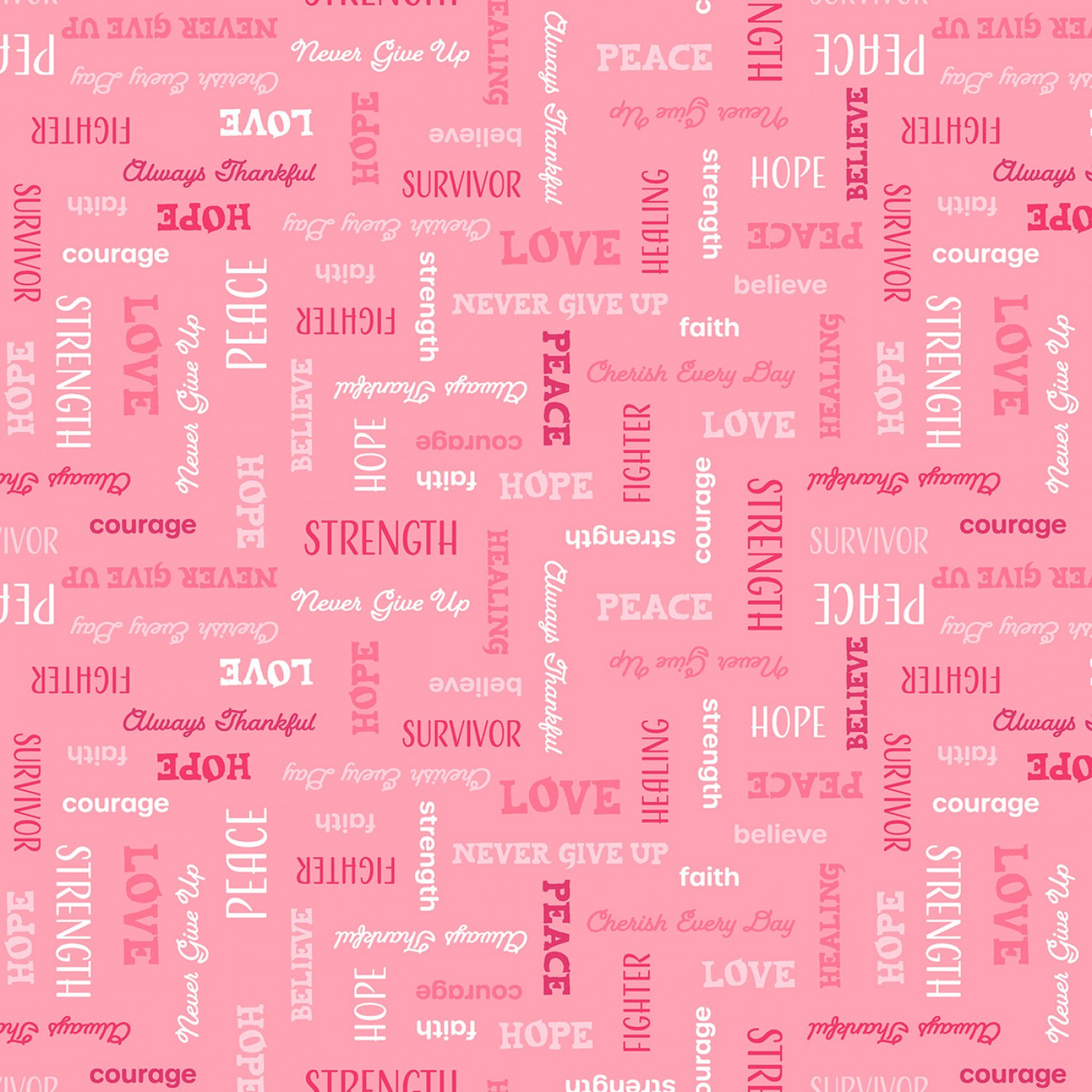 Whistler Studio 53210-4 Pink Words of Hope Breast Cancer Awareness | Per  Half Yard