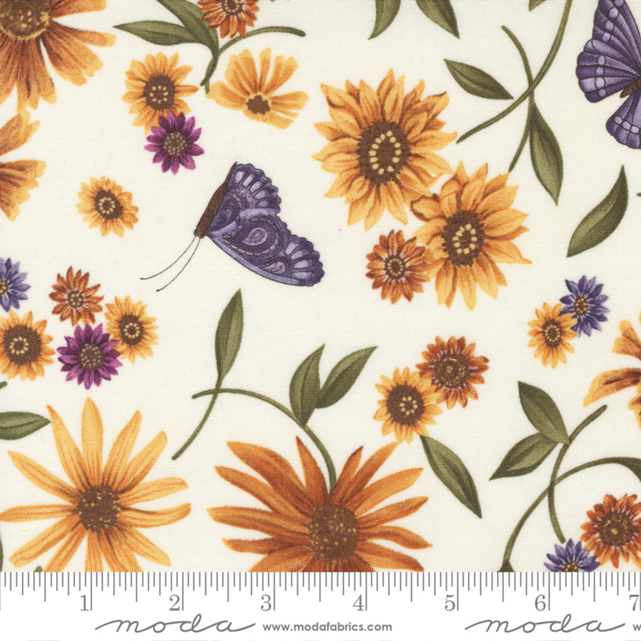 Moda Sunflower Garden | 6891 11 Porcelain Sunflower Butterflies | Per Half  Yard