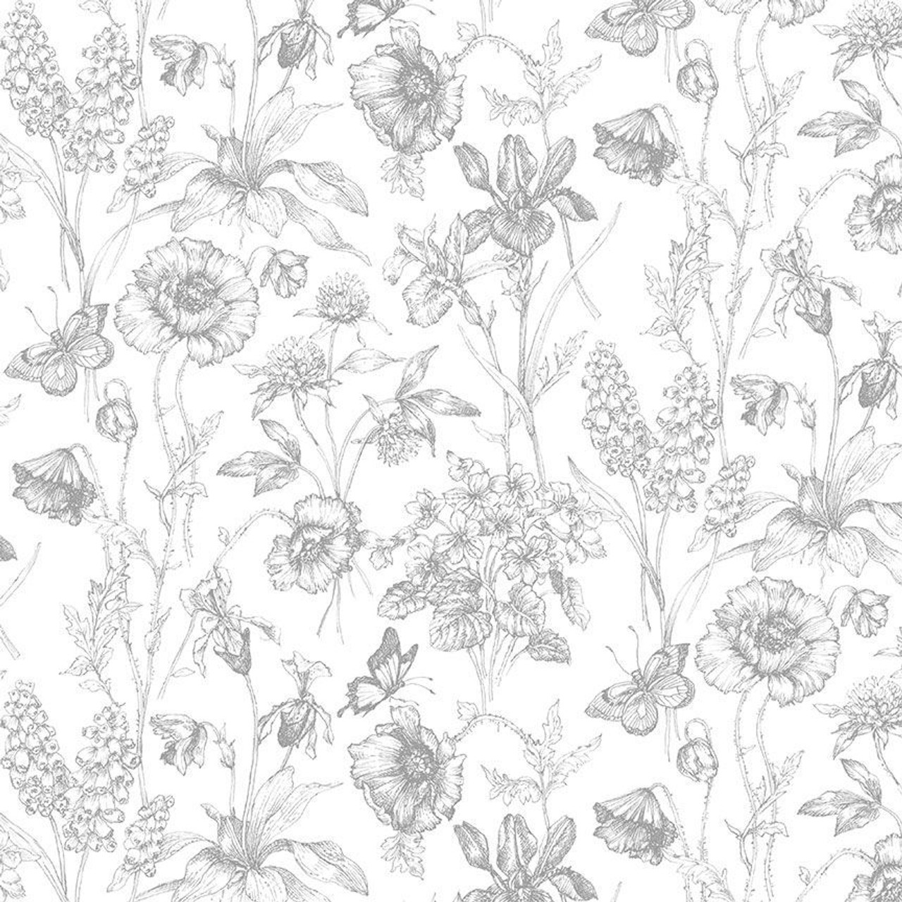 Victoria White Small Flowers Floral Cotton Fabric In the Beginning