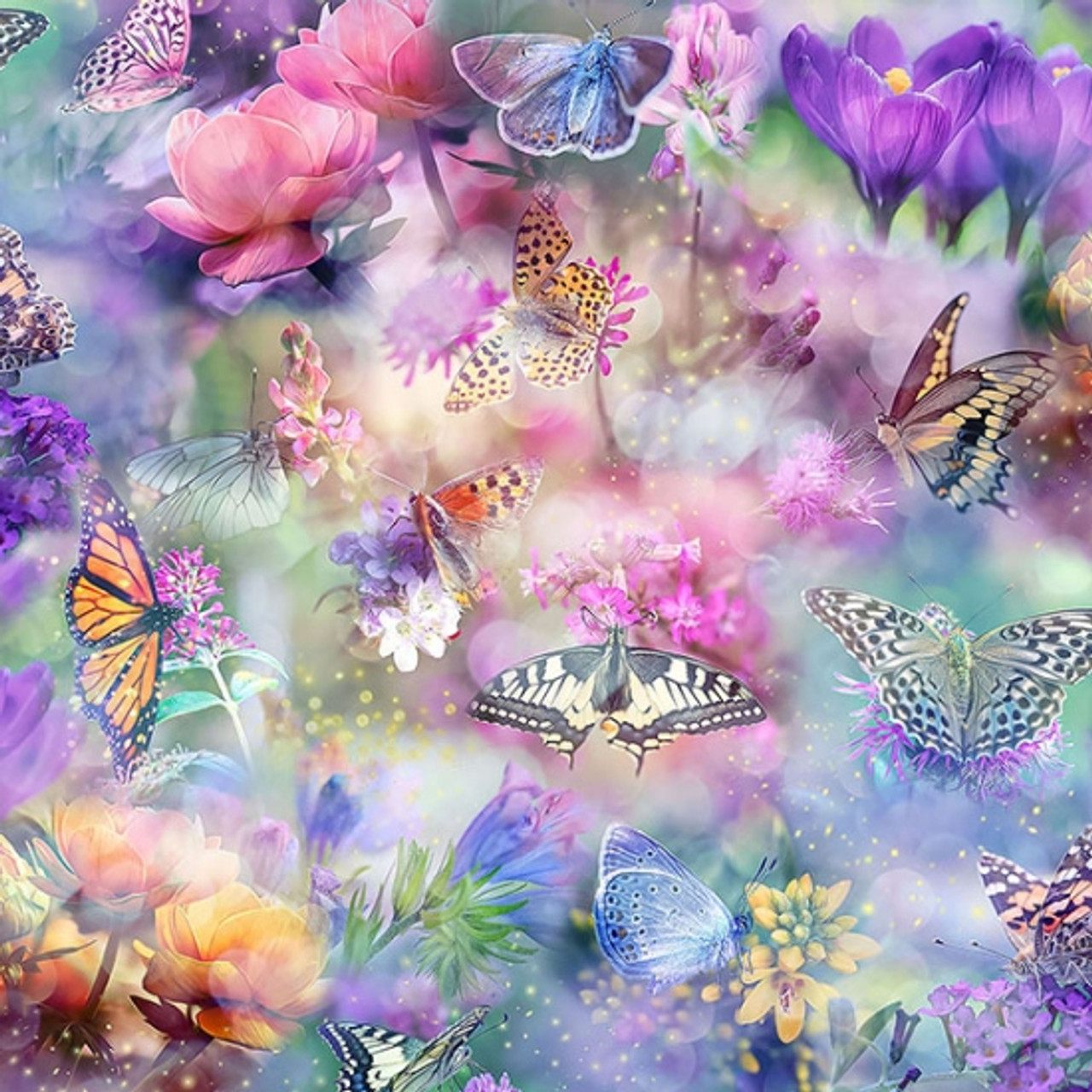 Hoffman Luminous Love U5109-170 Meadow Digital Flowers Butterflies ...