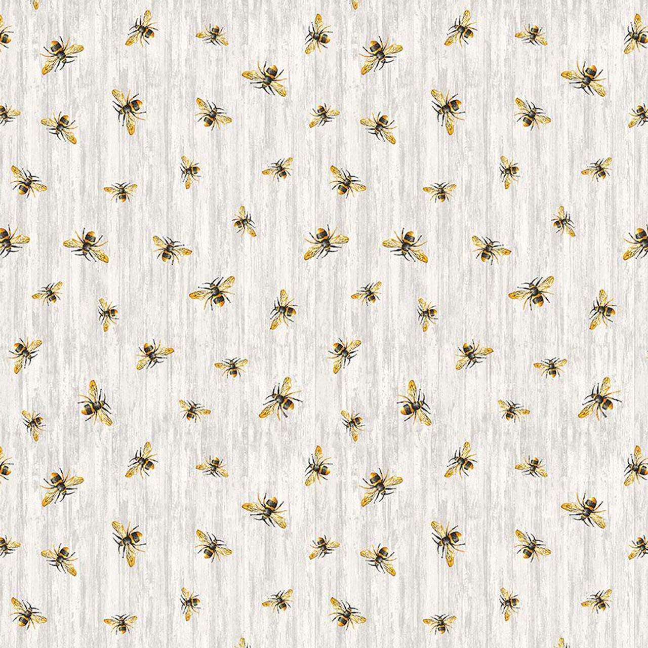 Flying Bees on Wood Texture Cotton Quilting Fabric (slate), Honey Bee Farm