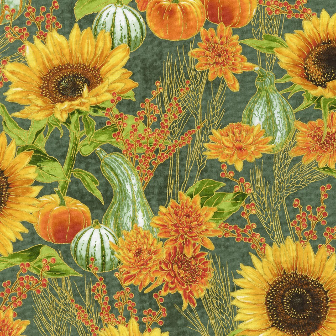 Robert Kaufman Autumn Fields SRKM-21572-39 Willow Sunflowers