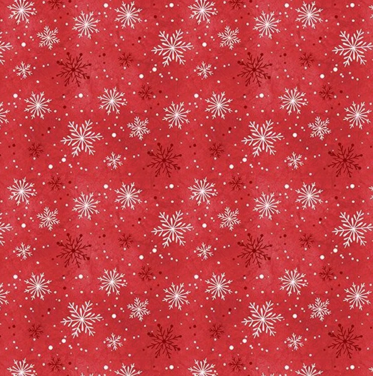 Stof Fabrics Mini Snowflakes on Deep Red Cotton Lycra Knit 