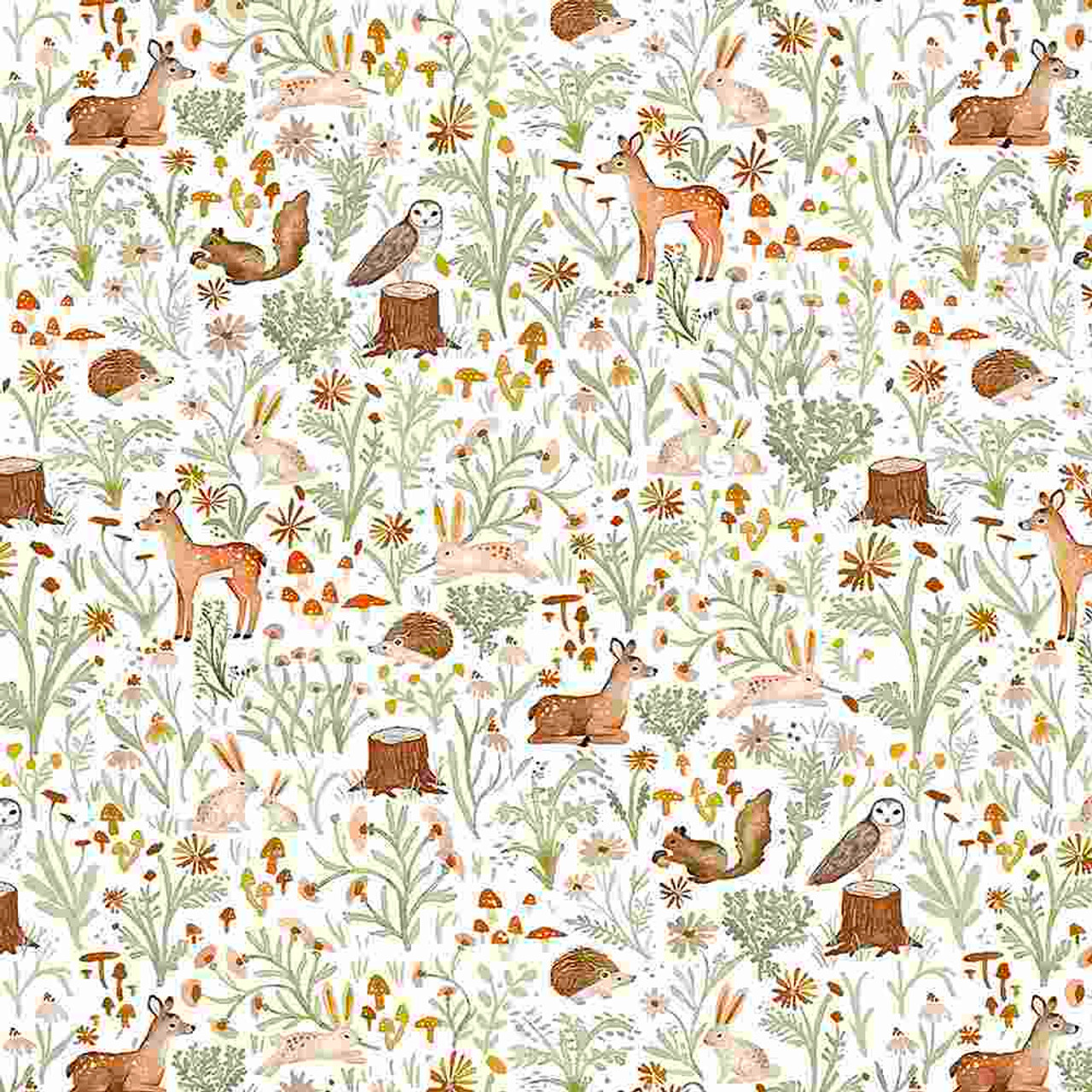 Dear Stella STELLA DCJ2286 White Wood You Be Mine Digital Woodland  Creatures | Per Half Yard