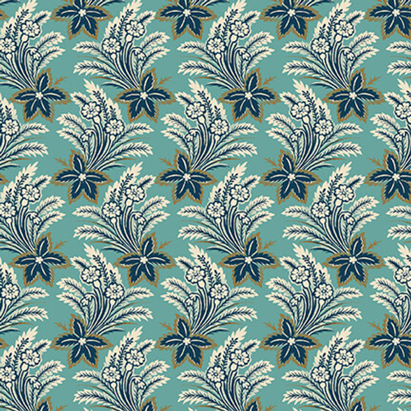 Lille 2762-17 Teal Swaying Flowers by Henry Glass | Priced per Half Yard