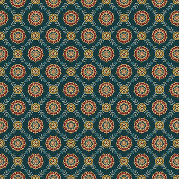 Lille 2766-77 Teal Medallion Lattice by Henry Glass | Priced per Half Yard