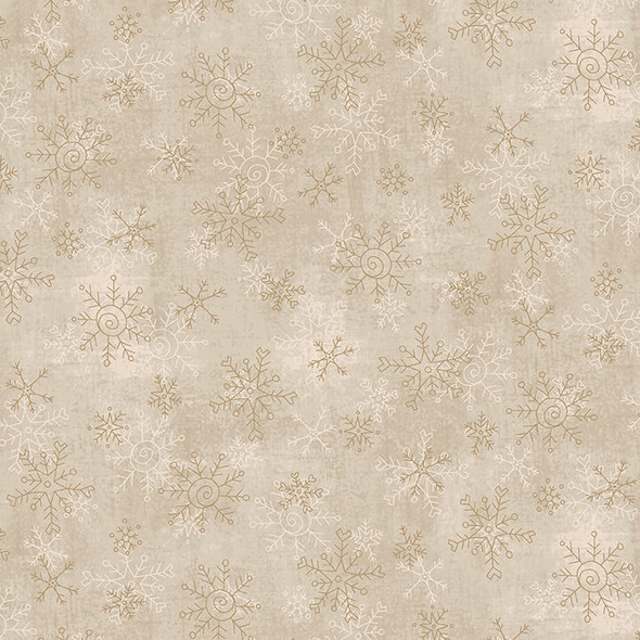 Henry Glass Let It Snow Flannel F2880-44 Cream Tossed Snowflakes | Per Half Yard