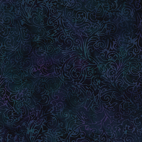 Island Batik 112210585 Flourish Swirl - Blue Navy | Per Half Yard