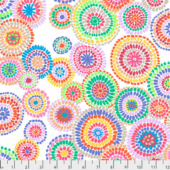 Kaffe Fassett Collective PWGP176 White Mosaic Circles | Per Half Yard