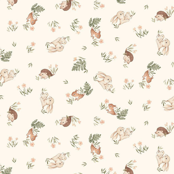 Dear Stella - Little Forest | Stella-DNS2309 Cream Burrows | Per Half Yard