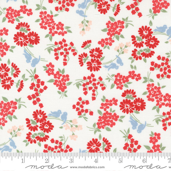 Moda Dwell | 55273 31 Cream Red Songbird Floral | Per Half Yard