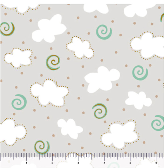 QT Fabrics | Cute & Cuddly Clouds 29002-K Gray | Per Half Yard