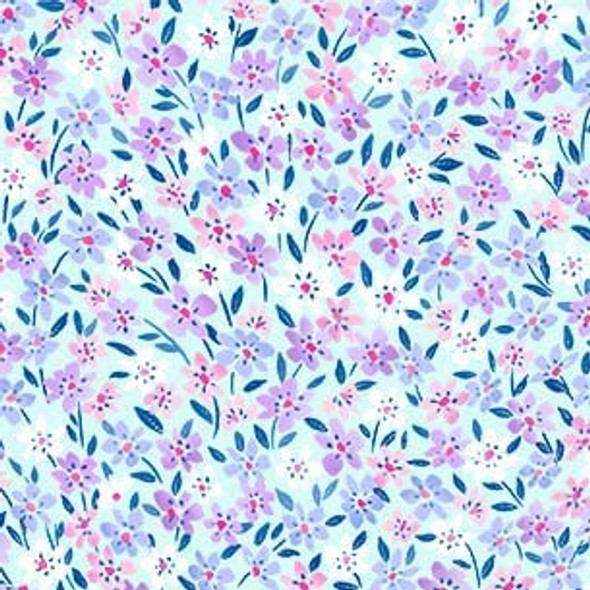 Michael Miller Fly By Butterfly CX10665 Blue Floral Array | Per Half Yard