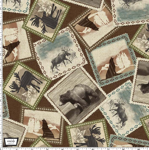 Michael Miller Welcome to the Cabin DCX10727 Brown Wildlife Pictures | Per Half Yard
