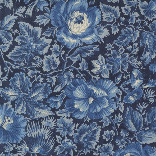 Moda Amelias Blues 31650 17 Midnight Blue Bluffview Floral | Per Half Yard