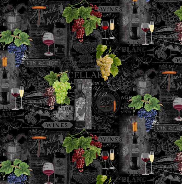 Timeless Treasures Wine Tasting - Wine Chalkboard Digital WINE CD1930| Per Half Yard