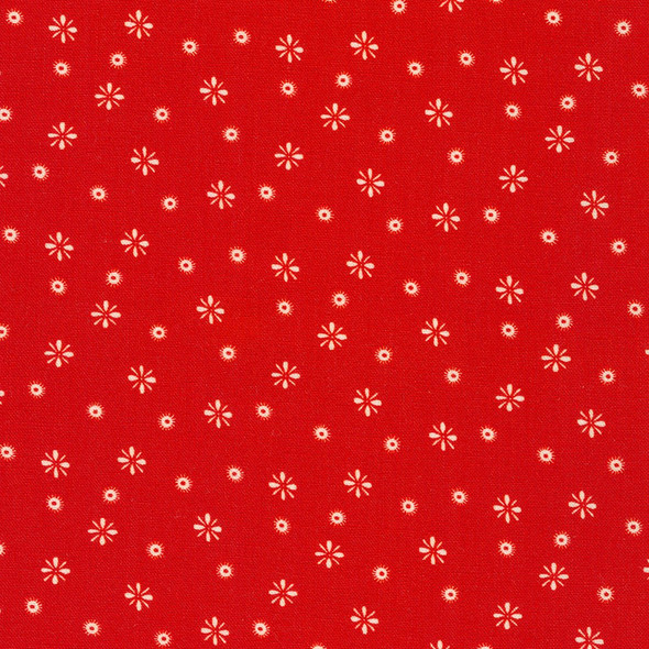 Robert Kaufman Daisy's Redwork Small Flowers Red | Sold By Half-Yard
