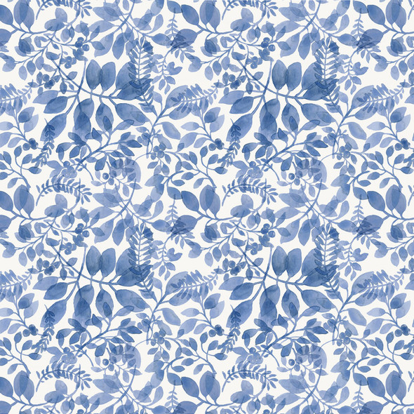 PB Indigo Petals by Beth Grove - Tonal Leaves Blue | Per Half Yard