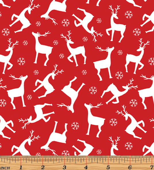 Benartex Nordic Cabin 13418P-10 Nordic Deer Red | Per Half Yard