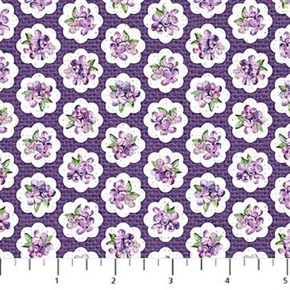 Northcott Lilac Garden 25400-88 Purple Multi Lilac Medallion | Per Half Yard