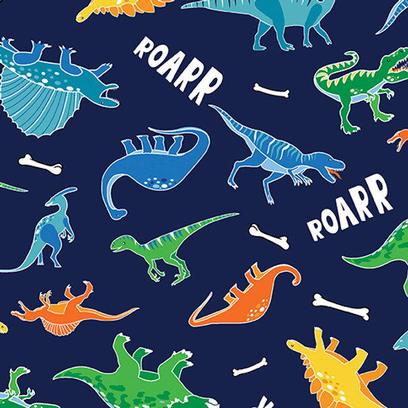 Benartex Glow-O-Saurus Dino Friends Navy 12973G-56 Glows In The Dark | Per Half Yard