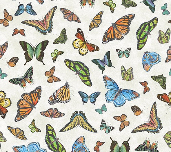 Windham Butterfly Collector Lepidoptery Butterflies 53610-3 Ivory | Per Half Yard