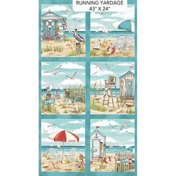 Northcott Beach Therapy 25465-66 PANEL Beach Scenes Turquoise