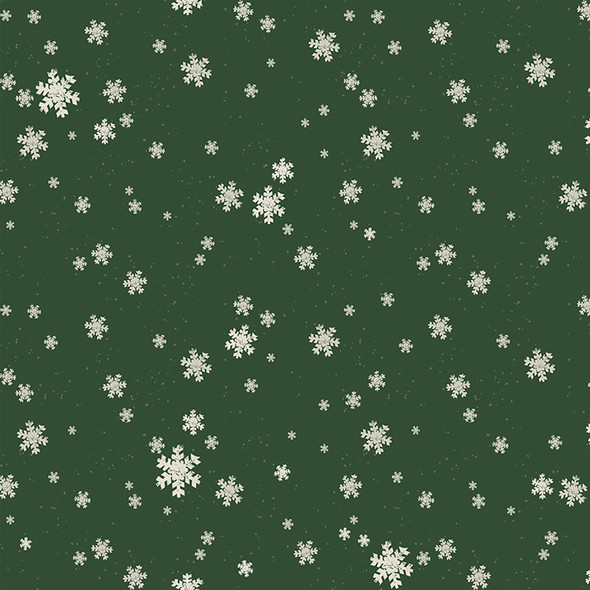 Clothworks Better Not Pout Y3789-113 Snowflakes Forest Green | Sold By Half-Yard