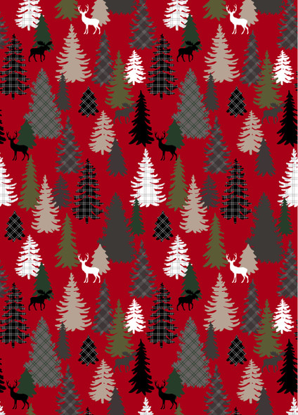 Benartex 2023 New England Shop Hop New England Forest Red | Per Half Yard