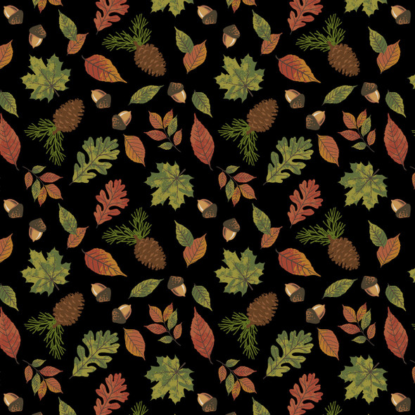 Benartex New England Shop Hop Outdoor Fall Motifs Black | Per Half Yard