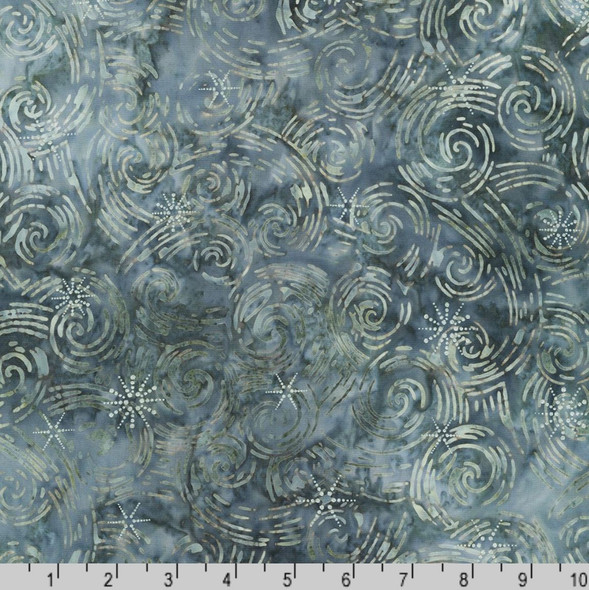 Robert Kaufman Winter Wonderland Artisan Batik Fog Swirls Snowflakes Metallic | Sold By Half-Yard