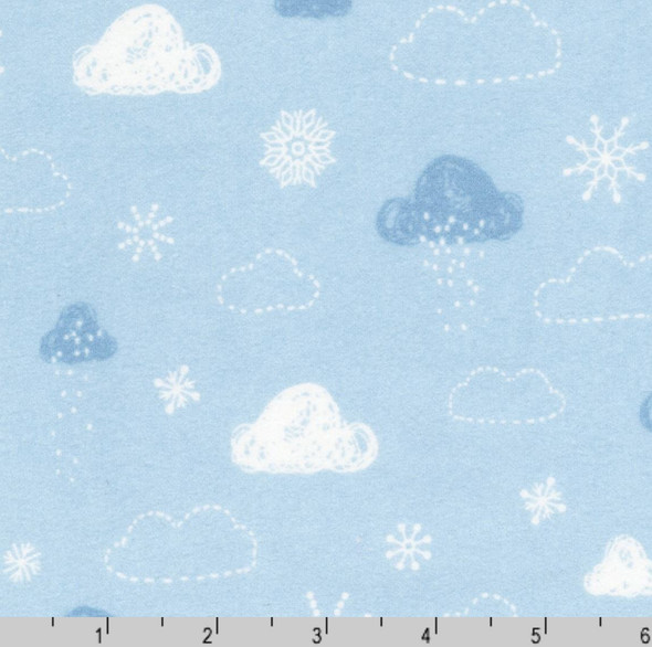 Robert Kaufman Winter Days Flannel Clouds Snowflakes SRKF-21750-390 Breeze | Sold By Half-Yard