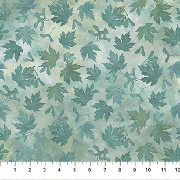 Northcott Stonehenge Autumn Splendor 26686-64 Mid Teal Tonal Leaves | Per Half Yard